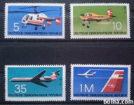 aviacija, letala - DDR 1972 - Mi 1749/1752 - serija, čiste (Rafl01)