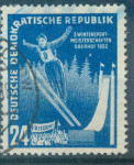 DDR, SKIJAŠKI SKOKI ,ŽIGOSANA ZNAMKA IZ SERIJE , 1952,DEAN 1953