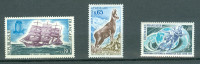 Francija 1971 ladje, fauna, šport 3 sam. znamke MNH**
