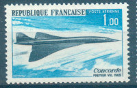 FRANCIJA, ČISTE ZNAMKE,LETALA-KONKORD 1969,DEAN 1953