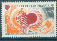 FRANCIJA, ČISTE ZNAMKE,MESEC SRCA 1972,DEAN 1953