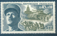 FRANCIJA, ČISTE ZNAMKE,OSVOBODITEV PARIZA, 1969,DEAN 1953