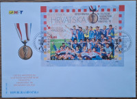 HRVATSKA FDC 469 - 472 BLOK 15 SP 1998 nogomet bronasta medalja (max)