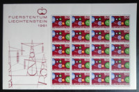 Liechstenstein, Lihtenštajn, blok, mala pola Evropa cept 1961