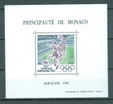 Monako 1992 šport nogomet OI Barcelona spacialni blok MNH** 8% Michela