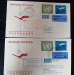 Nemčija 1955, 2 pismi z boljšo frankaturo, letala, avioni