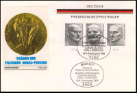 NEMČIJA 1975 OSEBNOSTI NOBELOVCI ** blok ** ovitek prvega dne FDC
