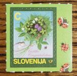 Slovenija 585 voščilna šopek rože desno samolepilna ** (max)