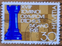 ŠVICA 872 Šah olimpiada Lugano 1968 žigosana * (max)