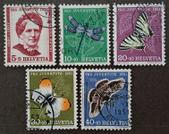 Švica, celotna serija 1951 - pro juventute, favna, živali, insekti