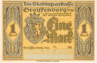 1 Mark, Nemški Notgeld, Greiffenberg 192_, UNC R brez dokončne letnice