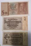 5 reichsmark 1942, 2 rentenmark, 1 rentenmark 1937