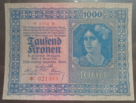 AVSTRIJA 1000 KRON 1922 AUNC