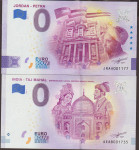 BANK. 0 EURO INDIJA-TAJ MAHAL,JORDANIJA-PETRA (EVR.BANKA)2019,2023.UNC