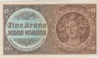 BANK. 1 KORUNA P3a (BOHEMIA-MORAVIA NEM.PROT.ČEŠKA-MORAVSKA) 1940.XF++