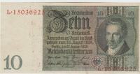 BANK.10 REICHMARK P180a/1"serB,kontrol žig"(REICH NEMČIJA)1929.VF/XF