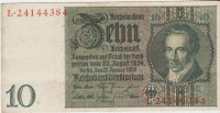 BANK.10 REICHMARK P180a/1 serE,S,kontrol žig (REICH NEMČIJA)1929.XF
