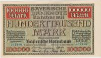 BANK.100000 MARK K3656c(BAYERISCHE NEM.RAICH NEMČIJA)1923.VF/VF++