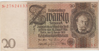 BANK. 20 REICHMARK P181a/1"serA,žig"(REICH NEMČIJA)1924(1929).XF++