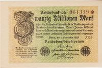BANK. 20000000 20 MILLIONEN MARK P108b.2-6št+*(REICH NEMČIJA)1923.UNC