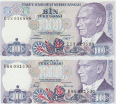 BANKOVEC 1000-1986,1988 LIRASI "Atatürk(TURČIJA)UNC
