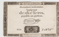BANK. FRANC.REVOLUC. 10 LIVRES PA66b Vodni žig RP/FR (FRANCIJA)1792.VF