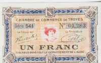 BANKOVEC 1 FRANCS (FRANCIJA TROYES) 1920.UNC