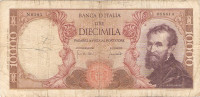 BANKOVEC  10 000 lir 1962  MIKELANGELO  Italija