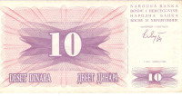 BANKOVEC  10 dinarjev  1992 BOSNA in HERCEGOVINA
