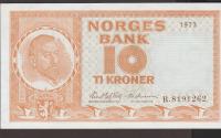 BANKOVEC 10 KRONER P34f (NORVEŠKA) 1973.aUNC/UNC