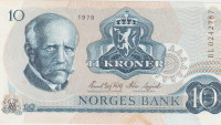 BANKOVEC 10 KRONER P36c.2 (NORVEŠKA) 1978.aUNC/UNC