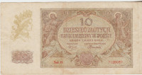 BANKOVEC 10 ZLOTYCH P94a (POLJSKA - NACISTIČNA OKUPACIJA) 1940.VF