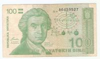 BANKOVEC 100 dinarjev 1991 Hrvaška