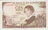 BANKOVEC 100 PESETAS ,P-150a.3 (ŠPANIJA) 1965.XF++