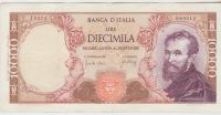 BANKOVEC 10000 P97c "MICHELANGELO" (ITALIJA)1966,VF/XF