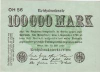 BANKOVEC 100000 MARK P91 zvezde (NEMŠKI RAICH NEMČIJA) 1923.UNC
