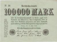 BANKOVEC 100000 MARK P91 zvezde (NEMŠKI RAICH NEMČIJA) 1923.XF