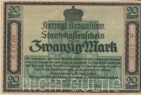 BANKOVEC 20 MARK BRAUNSCHWEIG ( NEMŠKI RAICH NEMČIJA) 1918.UNC