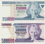 BANKOVEC 250000,500000 LIRASI (TURČIJA) 1998.aUNC/UNC