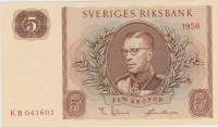 BANKOVEC 5 KRONOR P42c (ŠVEDSKA)1956.UNC