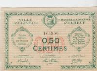 BANKOVEC 50 CENTIMES (FRANCIJA d ELBEUF)1920,XF++/aUNC