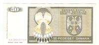 BANKOVEC  50  dinarjev 1992  Bosna in Hercegovina