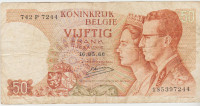 BANKOVEC 50 FRANCS P-139 (BELGIJA) 1966,VF