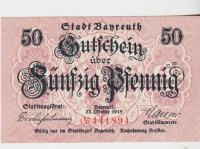 BANKOVEC 50 pfennige BAYREUTH ( NEMŠKI RAICH NEMČIJA) 1918.UNC