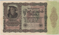BANKOVEC 50000 MARK P80a ser. D (NEMŠKI REICH NEMČIJA).1922.VF