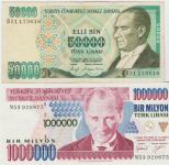 BANKOVEC 500000-1998,1000000-1999 LIRASI (TURČIJA)VF,XF++