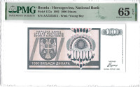 BIH P-137a BANJA LUKA 1000 DINARA 1992  PMG 65