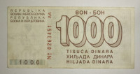 BiH P26a bon 1000 dinara 1992