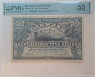 DANSKA 50 KRON 1942  AUNC PMG 55