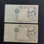 Dva bankovca 1000 Lire leto 1982